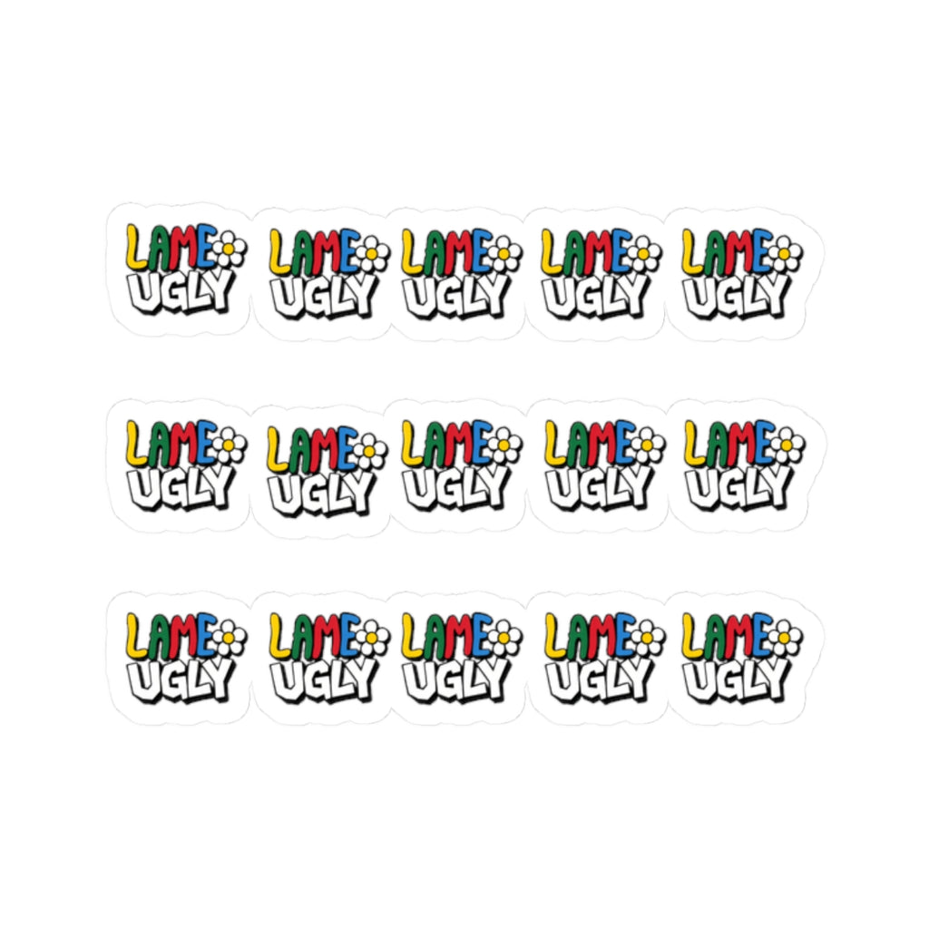 'Lame Ugly' Kiss-Cut Sticker Sheet — Colorful Retro Humor Sticker Pack for Laptops, Water Bottles & Journals
